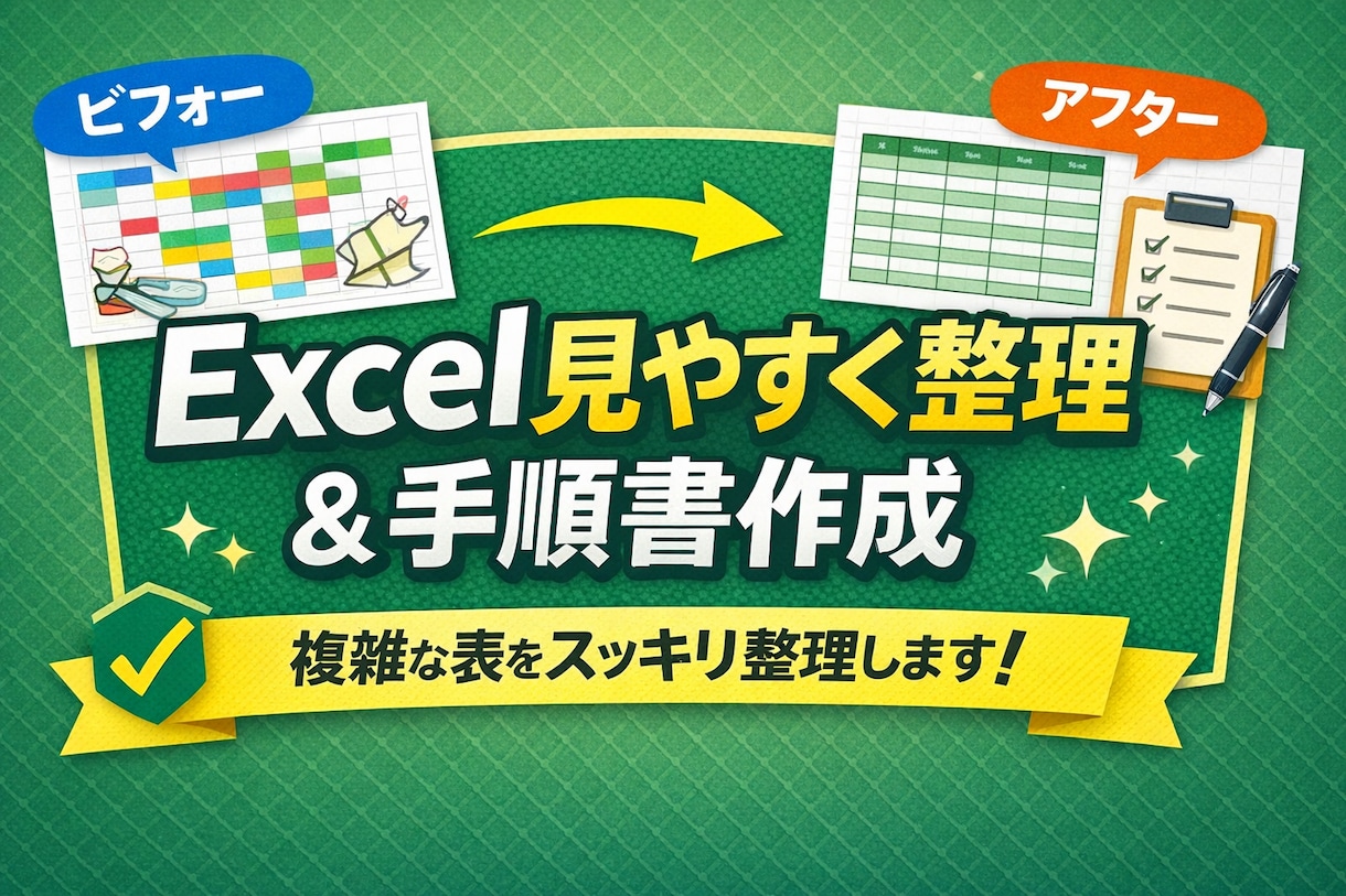 Excel見やすく整理＆手順書作成します Excelを見やすく整理＆手順書を作成します イメージ1