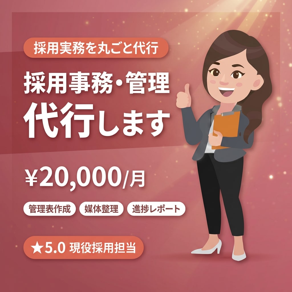 採用事務の代行・整理を現役採用担当がサポートします 採用業務が回らないなら、実務ごと任せてください！ イメージ1