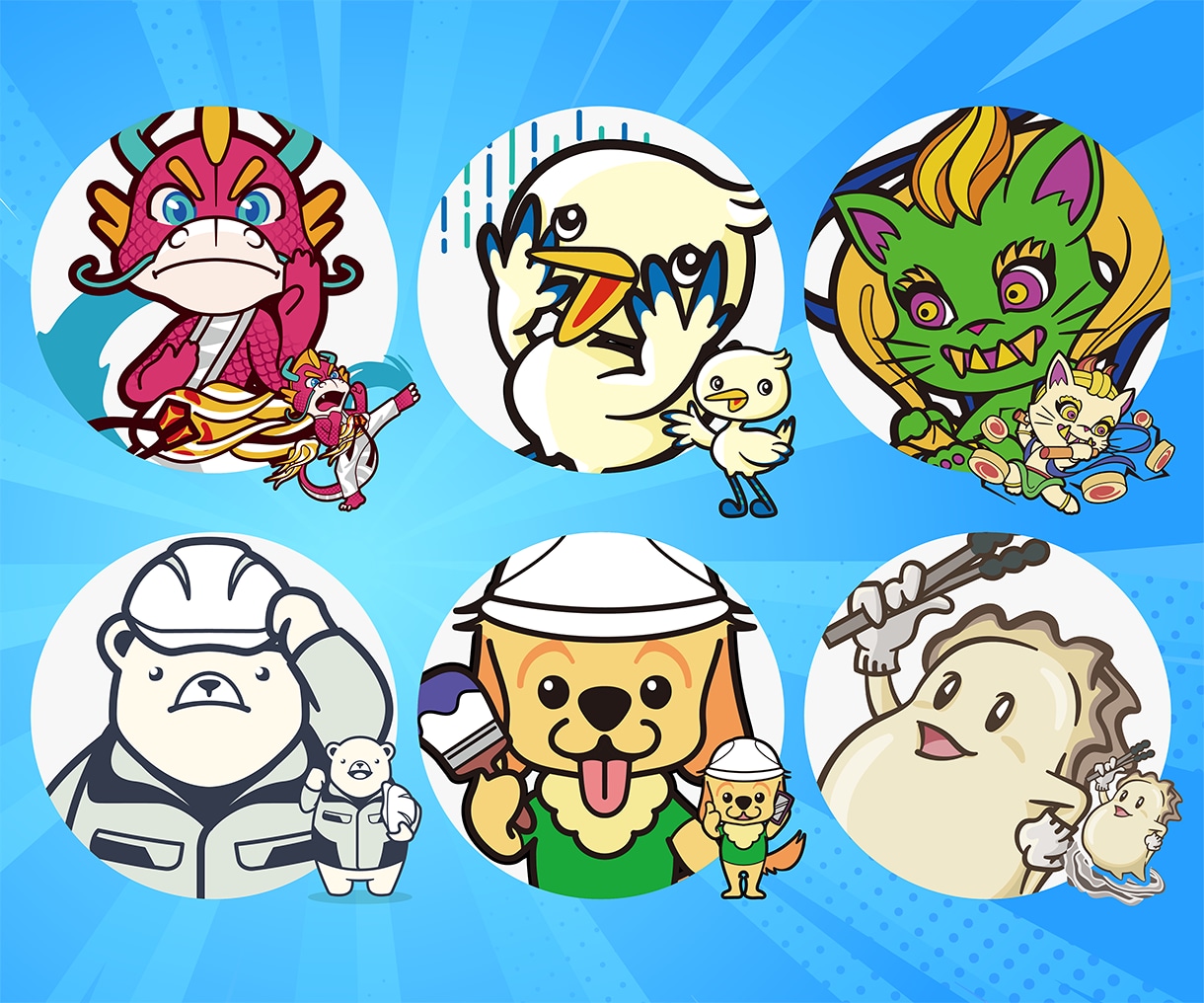 企業・商品むけのオリジナルマスコットキャラ描きます 広報・SNS・印刷物にも使いやすい表情豊かな正面キャラ イメージ5