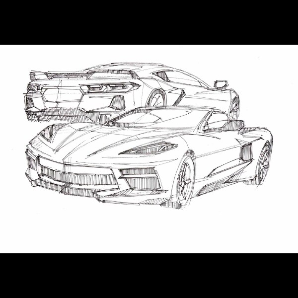 リクエストをもとに車のイラストを描きます サインペンでA4紙にスケッチします イメージ4