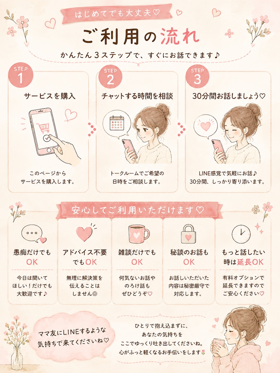 ママ友には言えない育児の愚痴、聞きます 保育士ママと30分♡育児・夫婦・ママ友のモヤモヤ、なんでも イメージ3