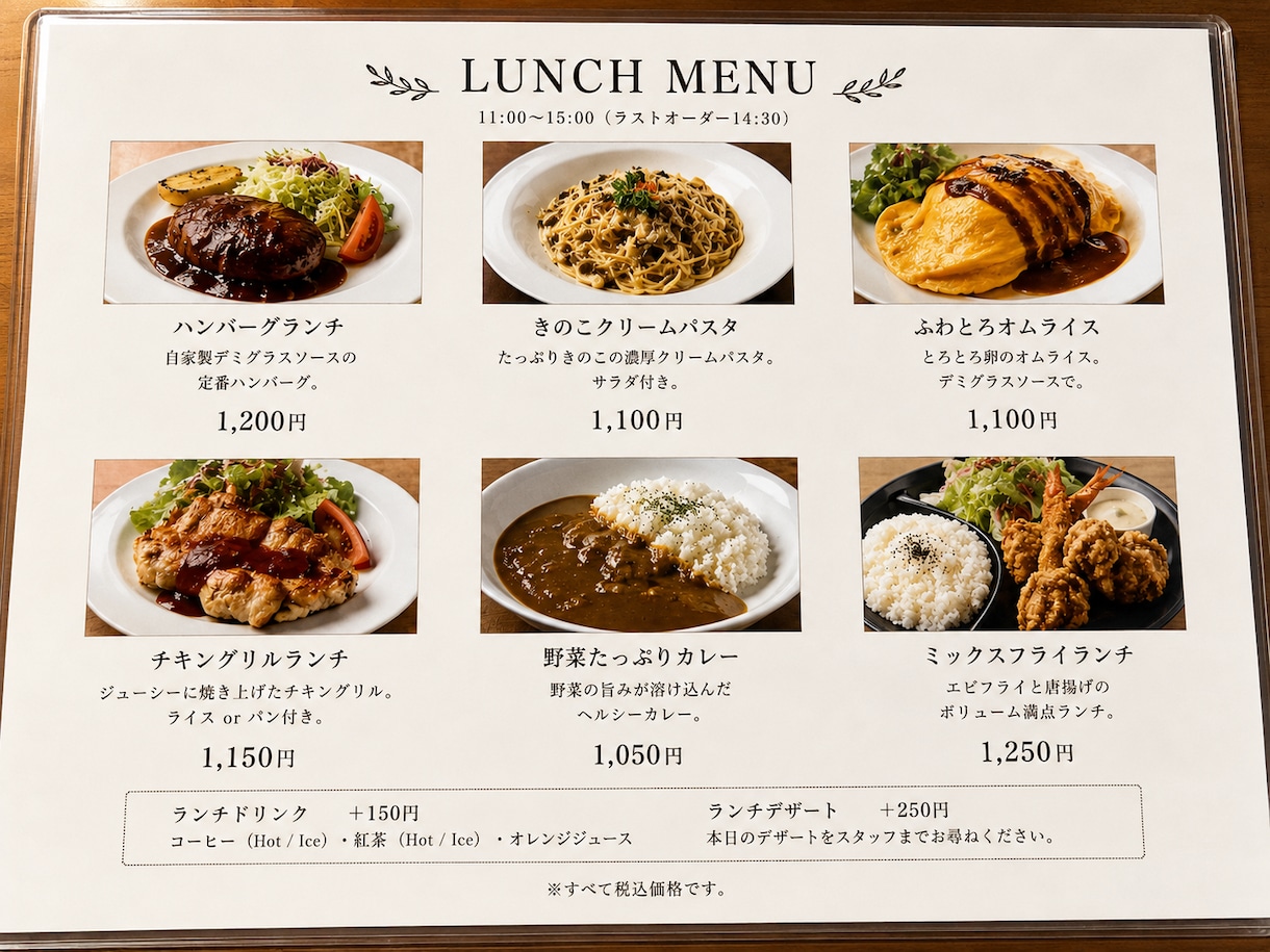 価格改定だけ、自然なメニューへ作り替えます 「シール修正」で、お店の印象を損ねていませんか？ イメージ4
