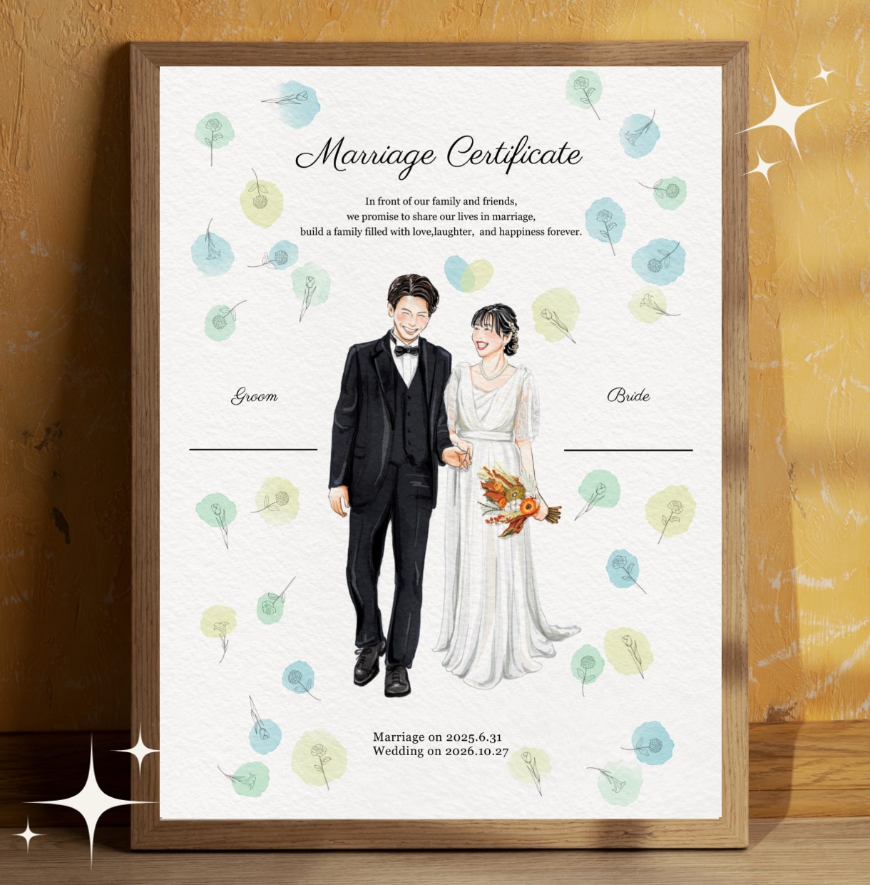 似顔絵✖️ゲスト参加型参加型結婚証明お描きます ◎結婚式を盛り上げる◎可愛くて似てるウェディングイラスト イメージ1