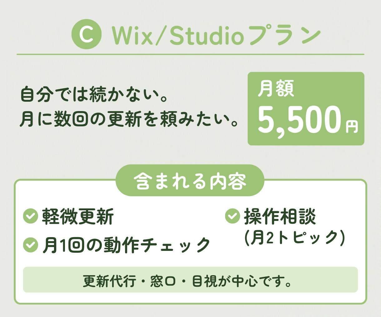 WordPress・Wix・Studio保守します テキスト完結の月額保守。制作歴9年のデザイナーが見守ります イメージ6