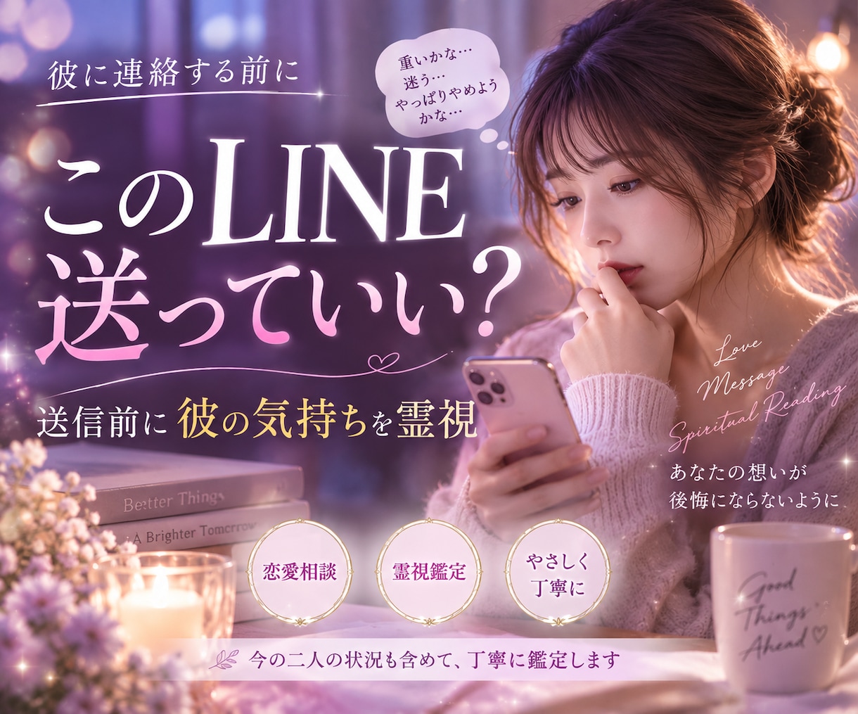 彼にLINEを送る前に彼の気持ちを霊視します 送って後悔する前に、今の二人を視ます イメージ1