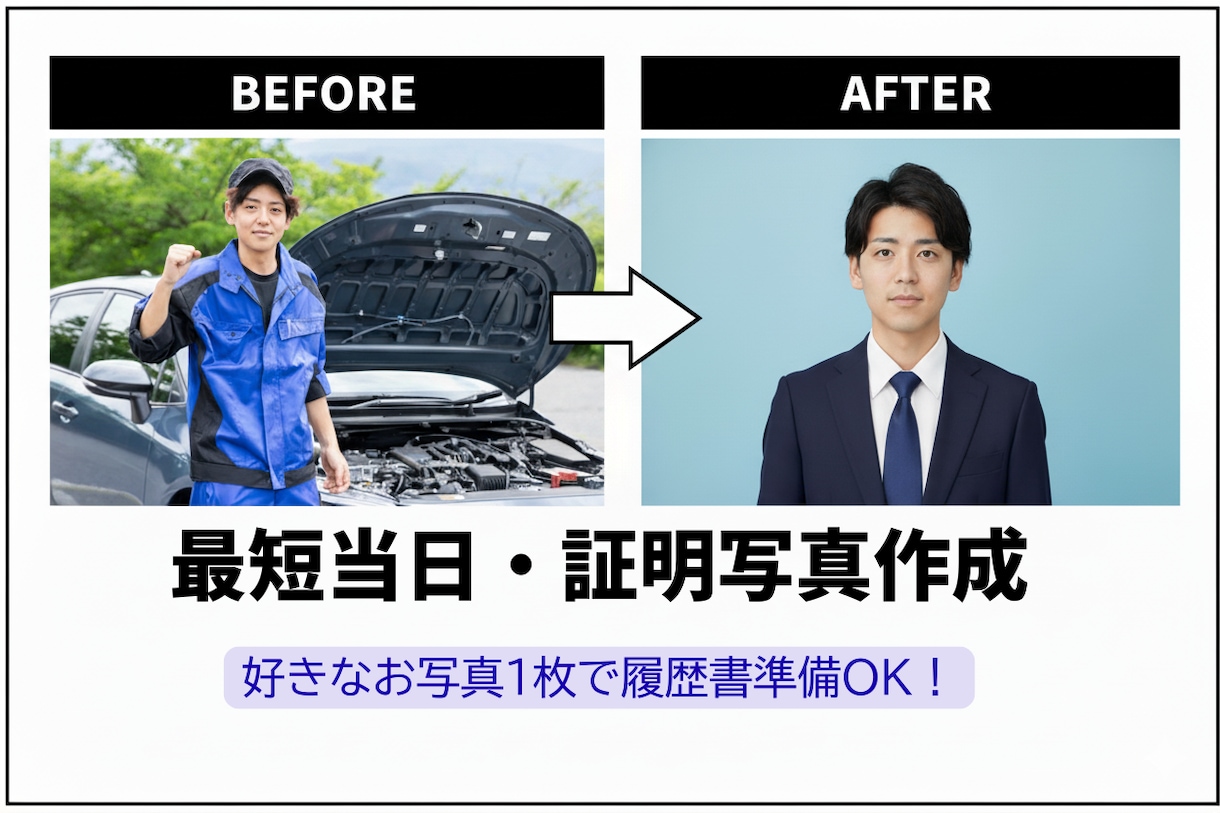 面接官監修　スナップ写真を証明写真に加工します 採用側の視点で印象を整える証明写真＋就活履歴書サポート イメージ1