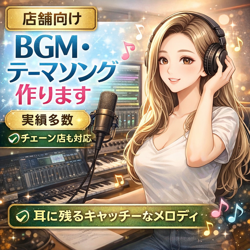 印象に残る店舗BGM制作します 覚えやすく印象に残る店舗BGM制作 イメージ1