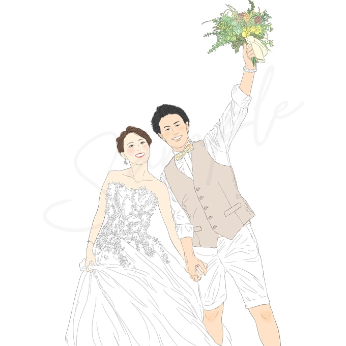 オリジナルのウェディングイラスト描きます アイコンや婚姻届、ウェルカムスペースに！お子様・ペット・お車 イメージ3
