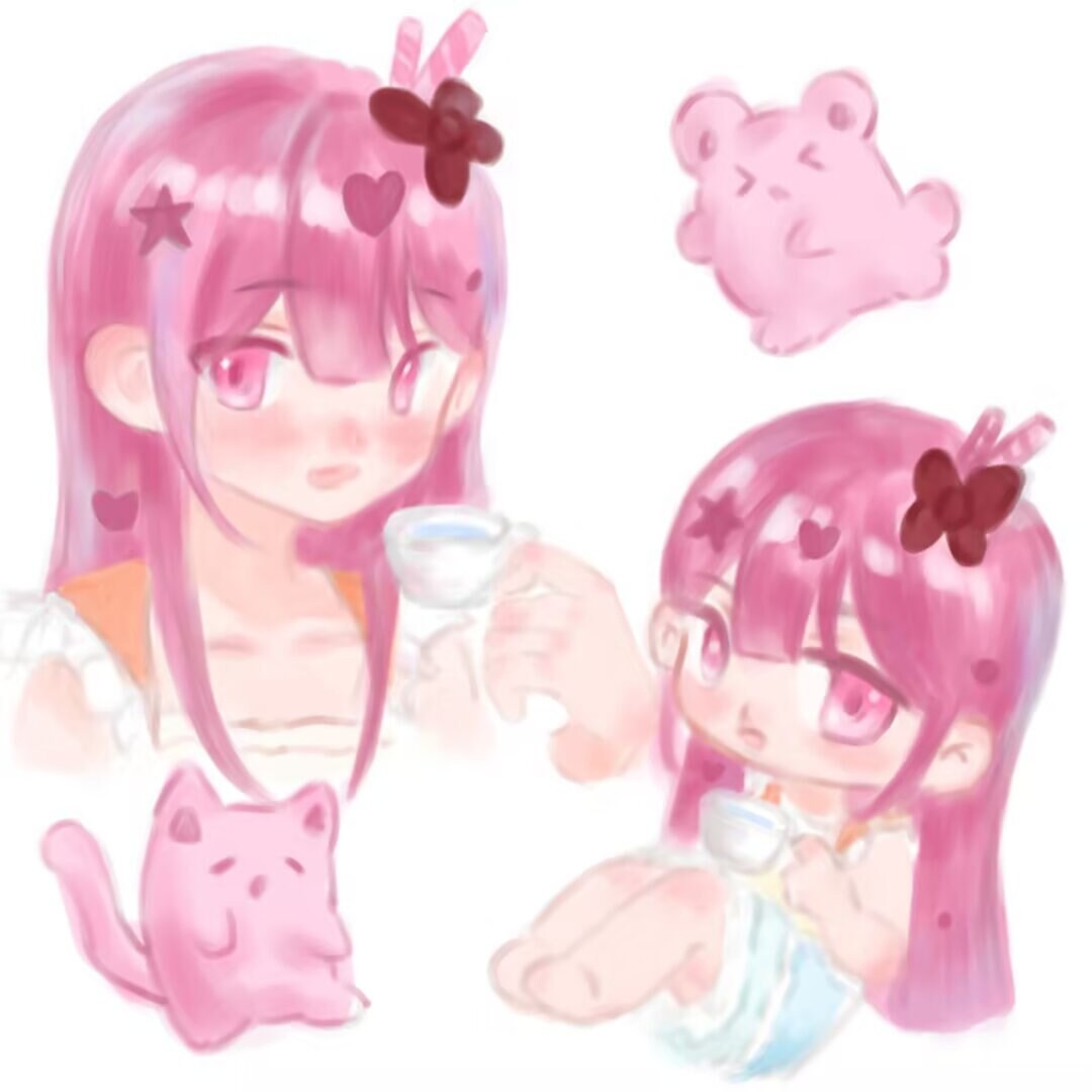 水彩画と電子絵画ます 手描きやタブレットを使った絵で作られたOCキャラクター。 イメージ3