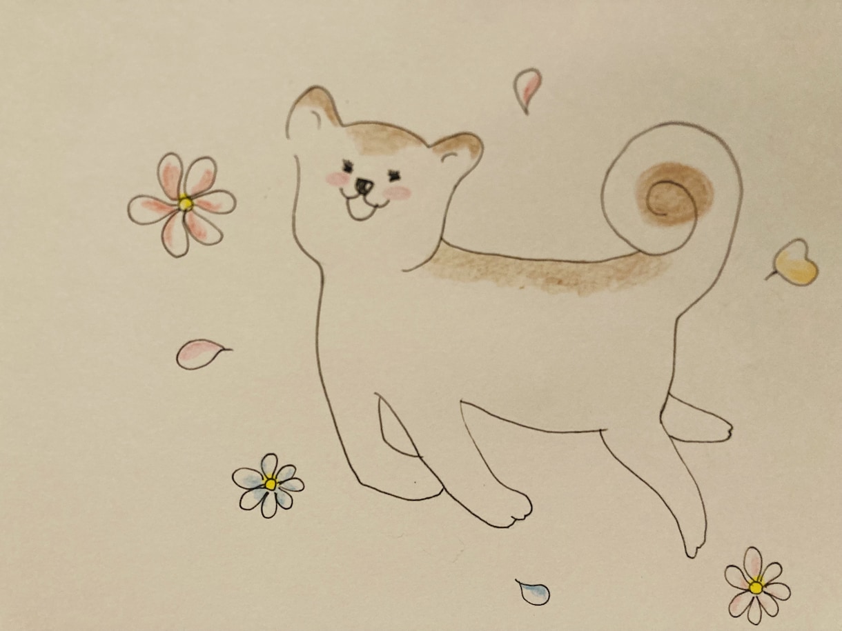 ほんわか、かわいいイラスト描きます 犬をはじめ動物など、色鉛筆で手描きで仕上げます。 イメージ2