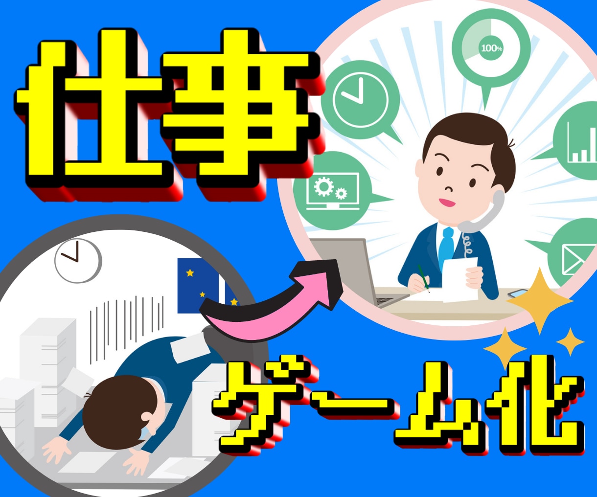仕事のゲーム化！？仕事のつらい時間を楽しくさせます お客様に適した仕事の楽しみ方を提案します。 イメージ1