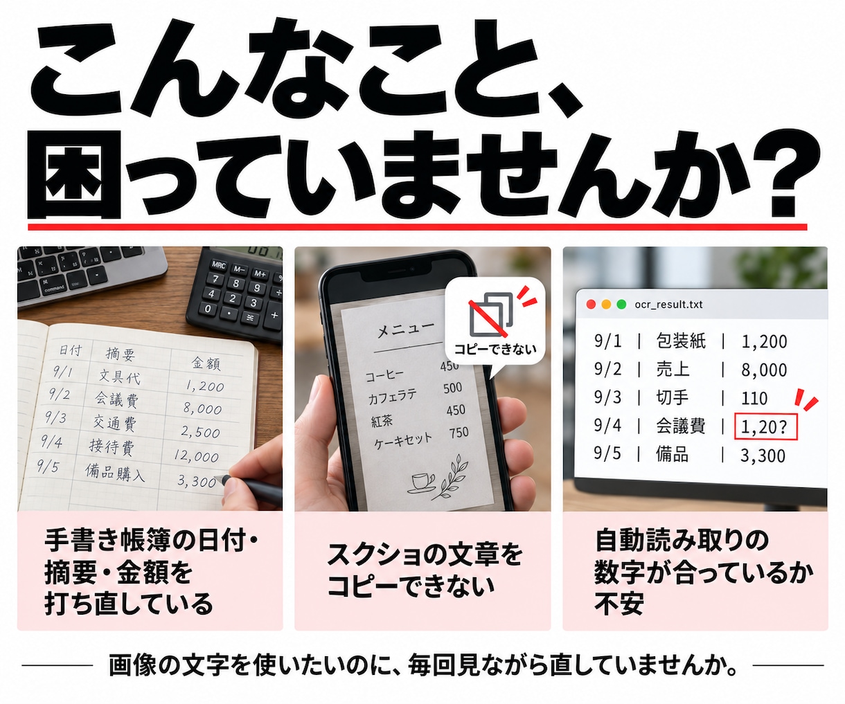 写真や手書き帳簿の文字をテキストにします 見ながら打ち直す手間を、照合済みの文字データへ イメージ2