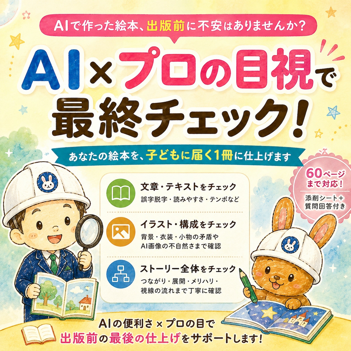 プロ作家が絵本出版前の文章やAI矛盾を添削します ベストセラー絵本作家が最終点検！AIの画像矛盾もプロが解決 イメージ1