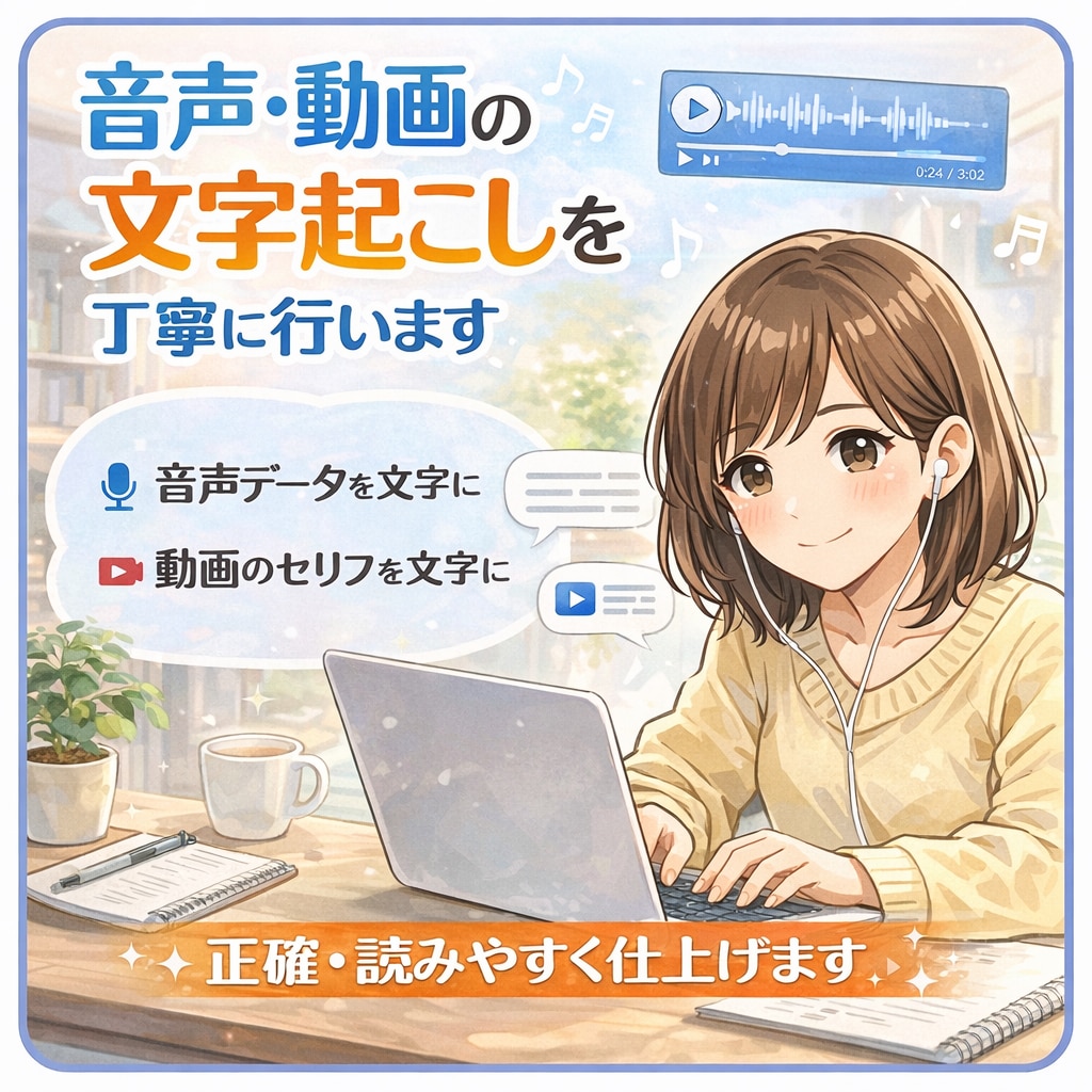 音声・動画の文字起こしを丁寧に行います 丁寧に文字起こしをしていきます イメージ1