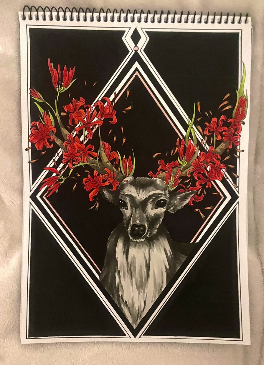 花や動物をペン画で描きます お部屋を華やかにする絵を描きます。 イメージ3