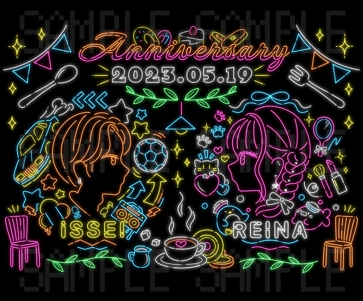 シティポップなネオン風の1枚絵お描きいたします MVやグッズ、記念日のプレゼントに イメージ3