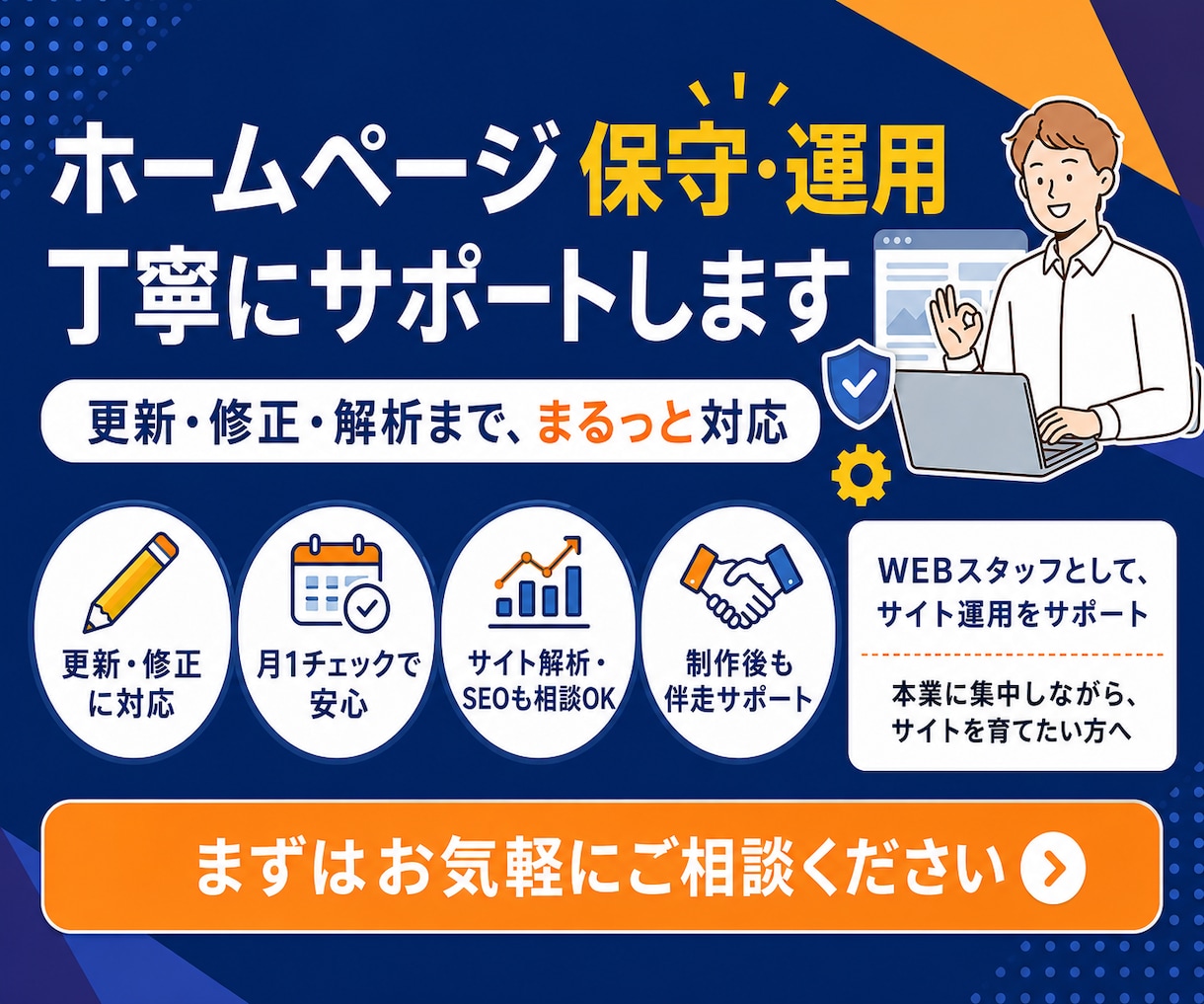 サイトを育てるHPの保守管理・運用をいたます HP制作後も安心！プロにお任せ！ イメージ3