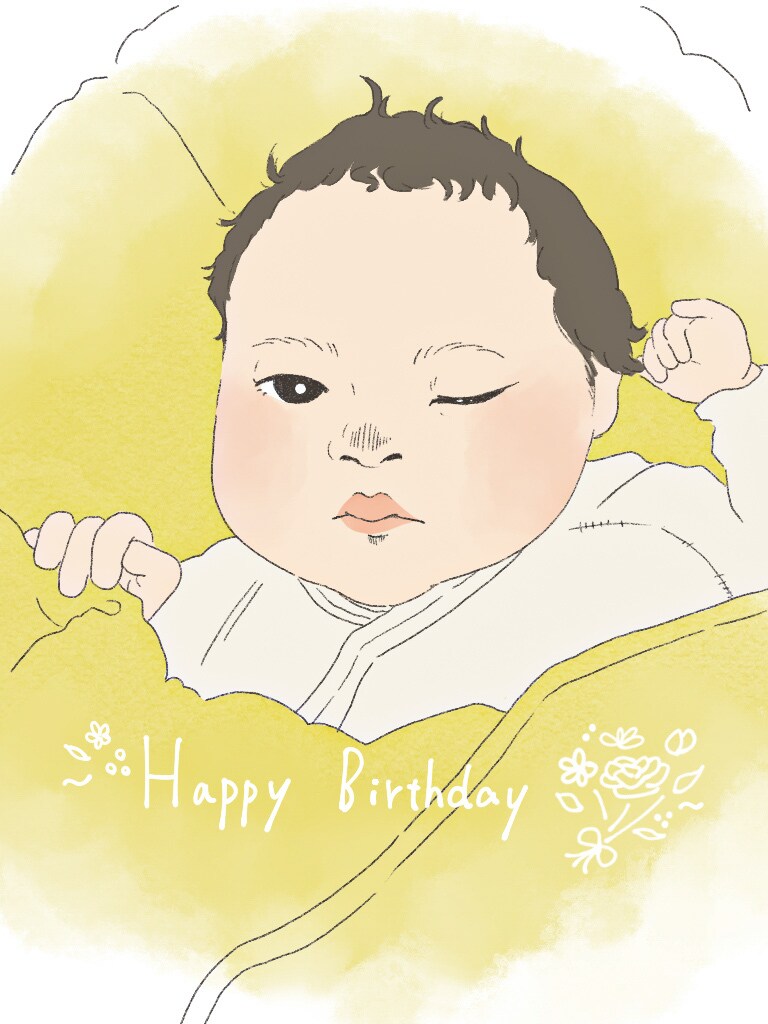 生まれたその日の似顔絵描きます 新しいご家族が誕生したお祝いに、赤ちゃんの似顔絵お描きします イメージ1