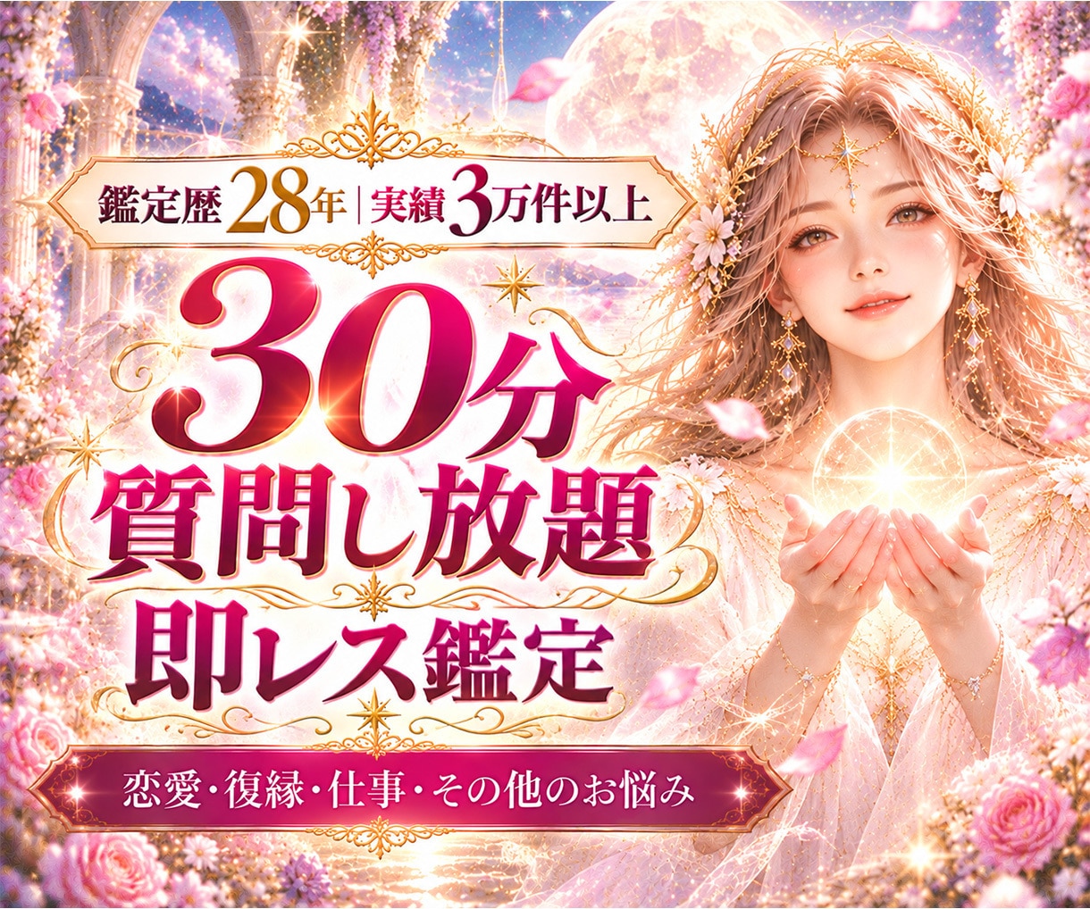 鑑定歴28年☆30分チャット鑑定占いし放題します 得意な霊視やタロットで心や悩みに寄り添い即レス鑑定いたします イメージ1