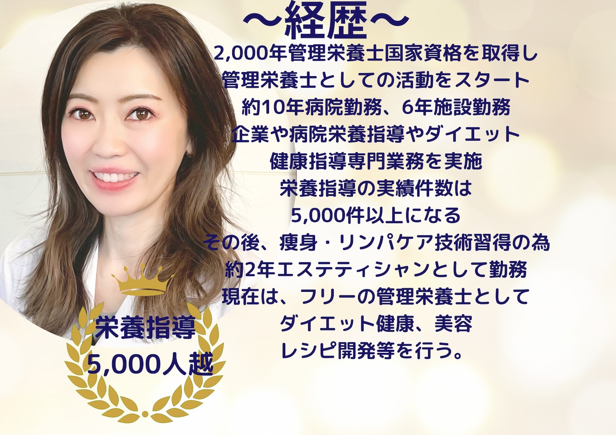管理栄養士がダイエットが続かない人へサポートします 食と栄養のプロによる正しいダイエット知識、メニュー構成伝授！ イメージ2