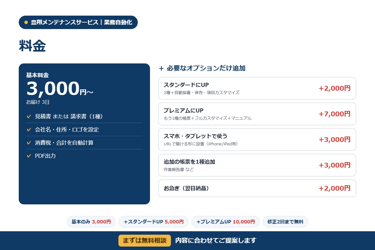 見積書・請求書が自動で作れる専用ツール作ります Excelコピペ作業,もう卒業 会社専用ツールでボタン1つ イメージ3