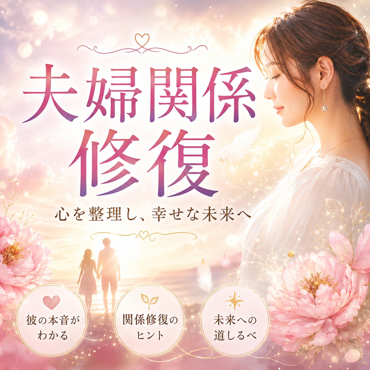 夫婦関係の修復を望むあなたへ～お悩みに寄り添います 心を整理する時間を作りあなたに必要なメッセージをお伝えします イメージ1