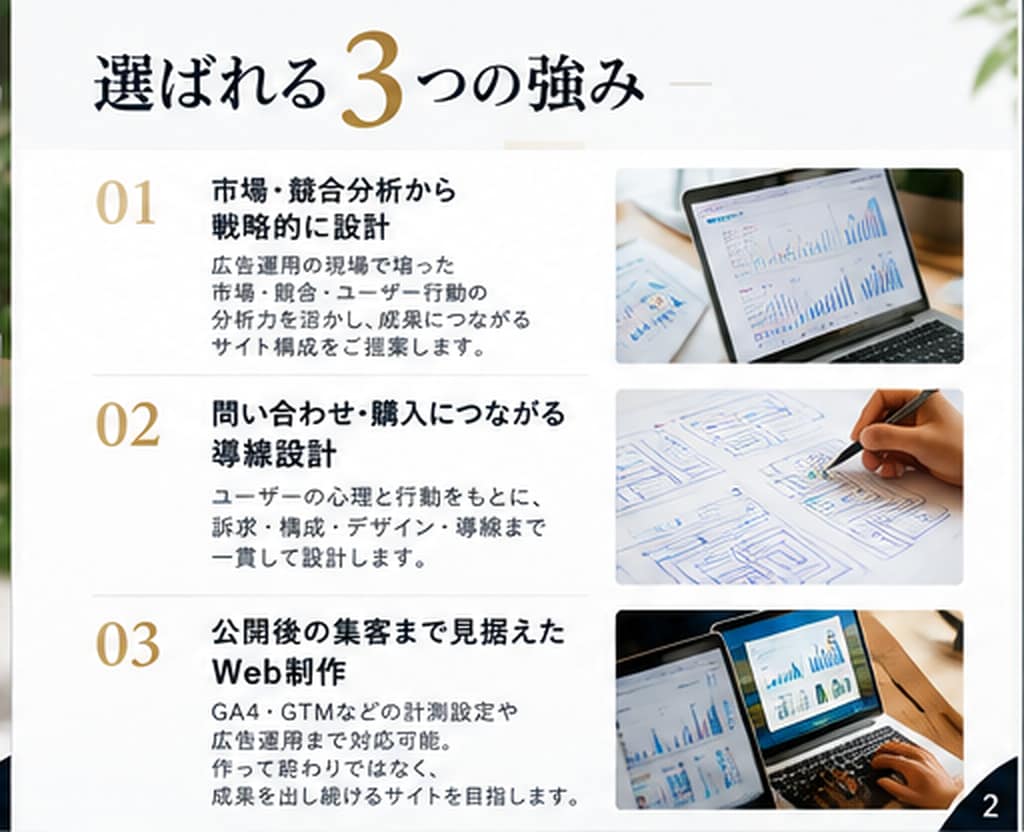 広告運用者が売れる導線を考えたHPを制作します 御社の成果につながる導線から逆算してHP制作 イメージ2