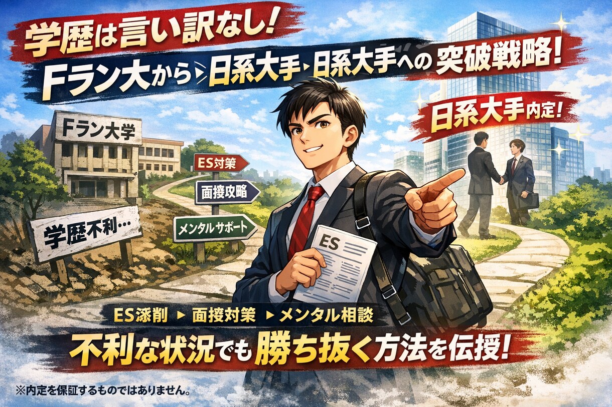 Fラン大から日系大手内定者が就活のコツを伝授します 学歴は言い訳。Fラン大から日系大手内定を獲る方法 イメージ1