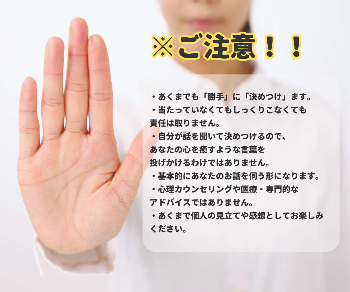初対面の私があなたを勝手に言語化します あなたはこんな人！を勝手に決めつけ、本気で語ります。 イメージ10