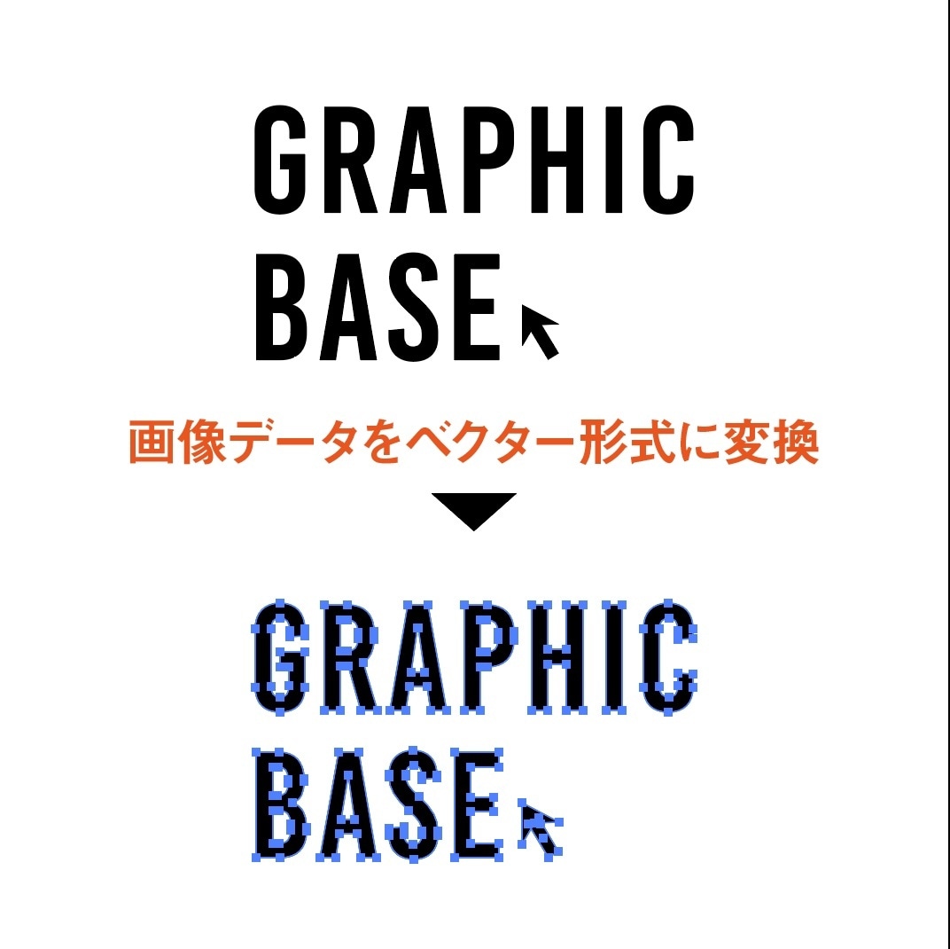 画像データをイラレのベクターデータに変換します ベクターデータは画像と違ってサイズを大きくしても劣化しません イメージ1