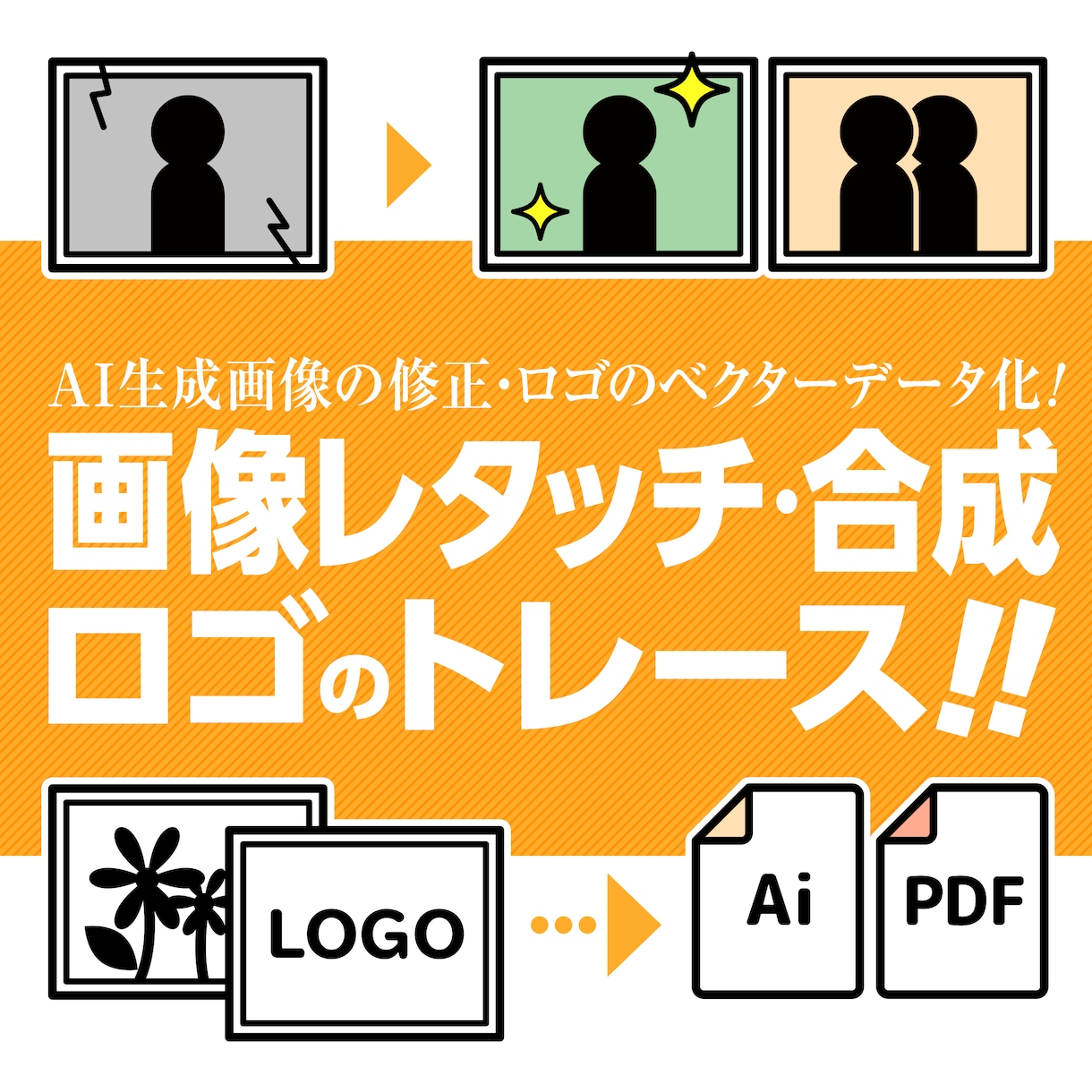 画像レタッチ・合成／ロゴ等のトレースを承ります AI生成画像・ロゴを、印刷・商用利用可能なプロ仕様データに! イメージ1