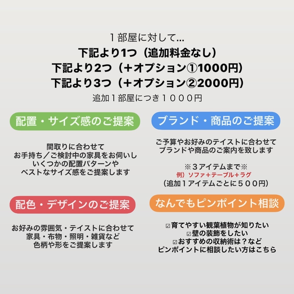 お手軽 インテリア相談 承ります 家具の配置・サイズ提案・デザイン ざっくり相談したい方必見 イメージ3