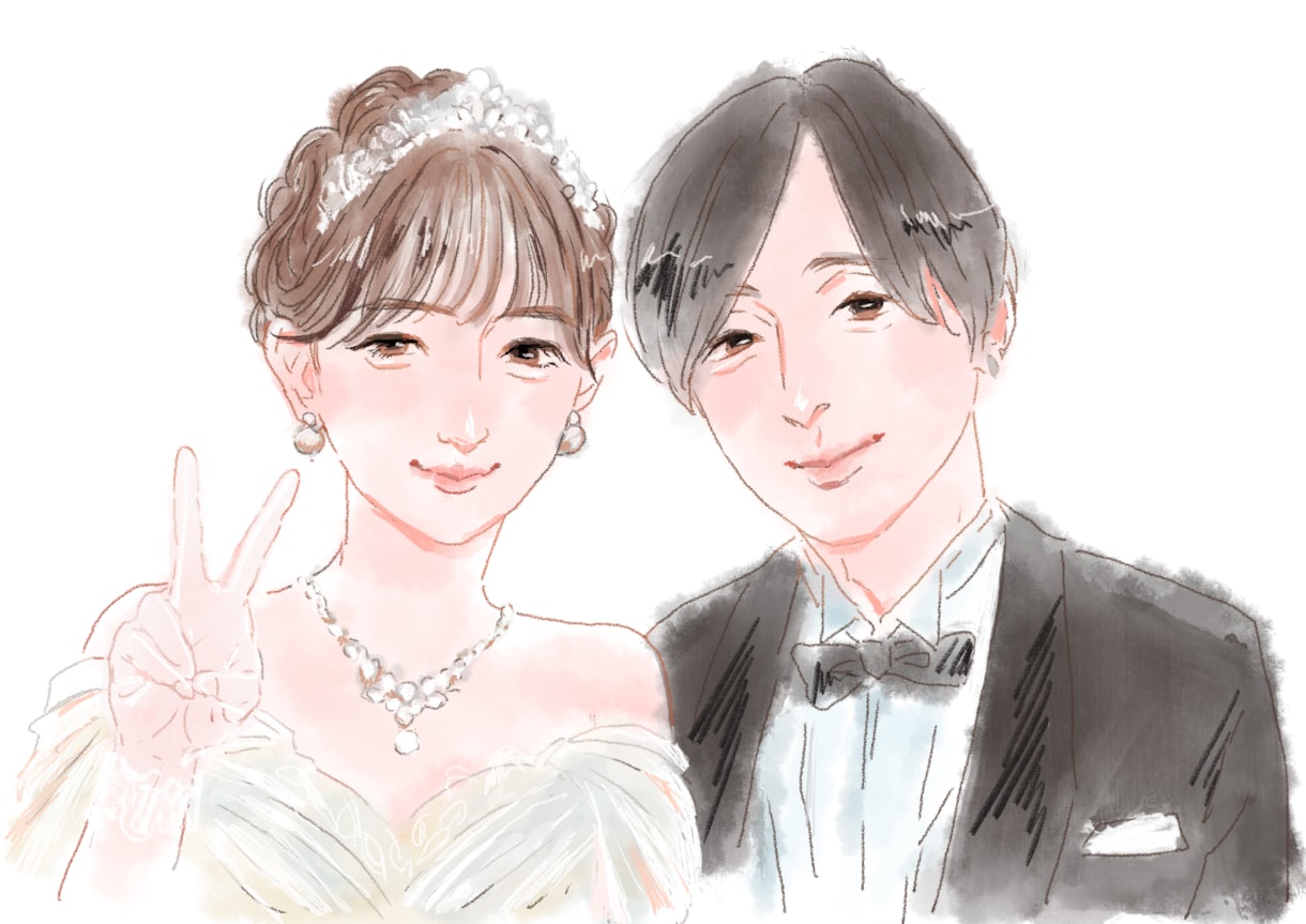 写真から優しい雰囲気の似顔絵イラスト描きます 記念日/贈り物/お祝い等大切な機会に♪ご満足いくまで調整◎ イメージ5