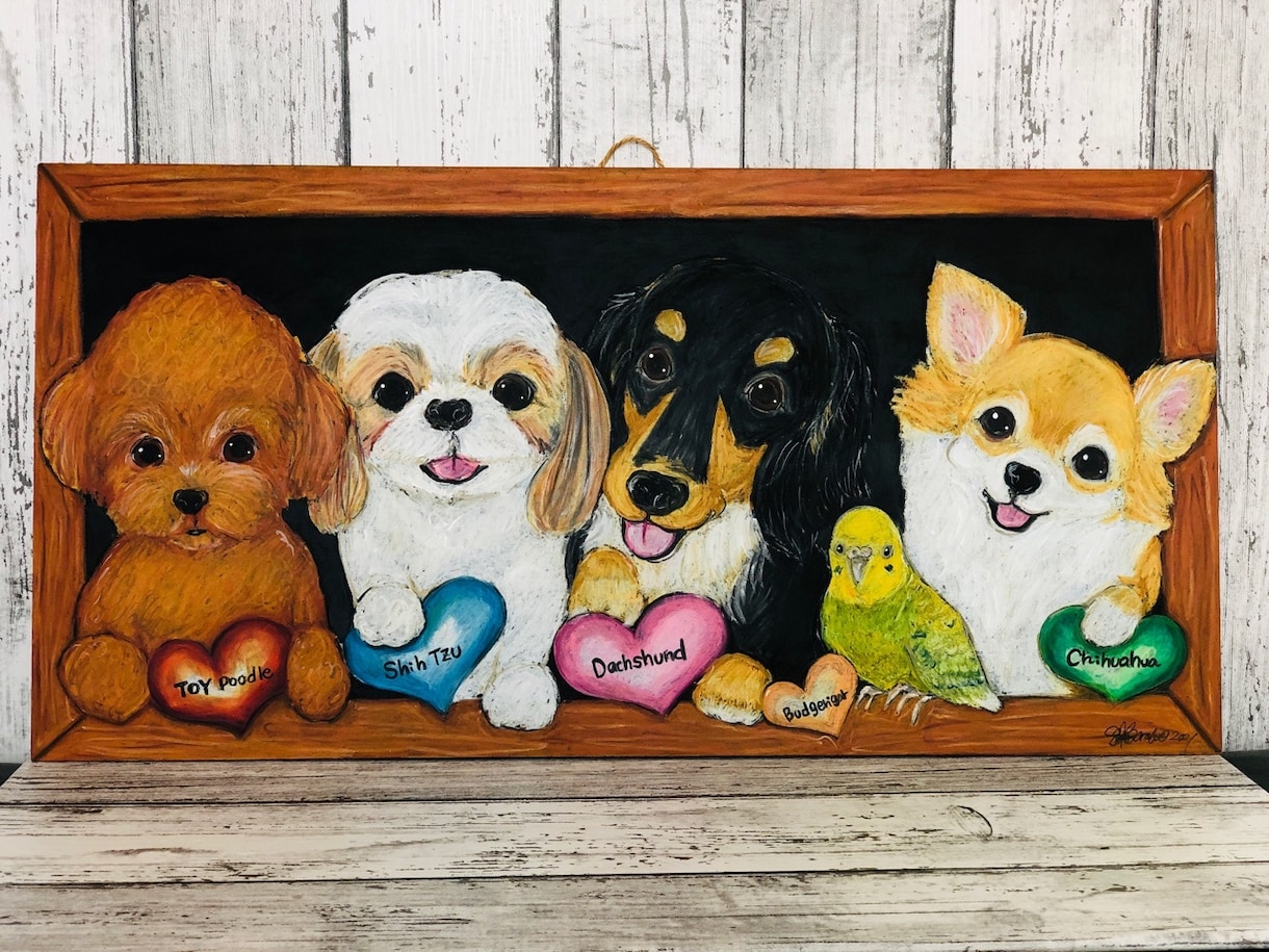 ペット似顔絵師★30㎝×60㎝サイズ似顔絵描きます ペット専門似顔絵師がチョークアートで似顔絵描きます イメージ7