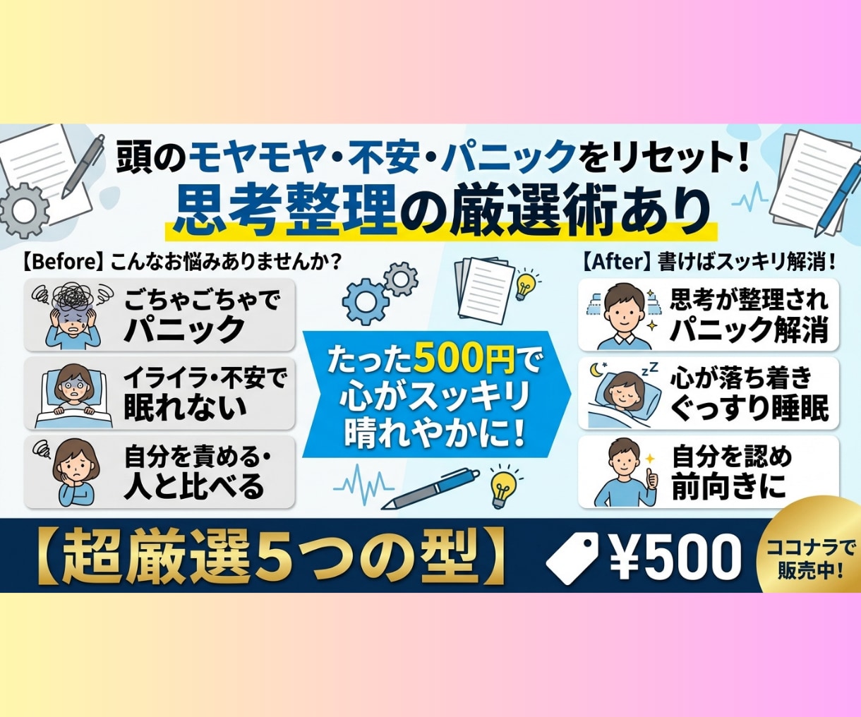 頭のモヤモヤ・不安をリセット！思考の整理術あります 書き出すだけでスッキリ！グルグル＆モヤモヤを解消！実践シート イメージ6