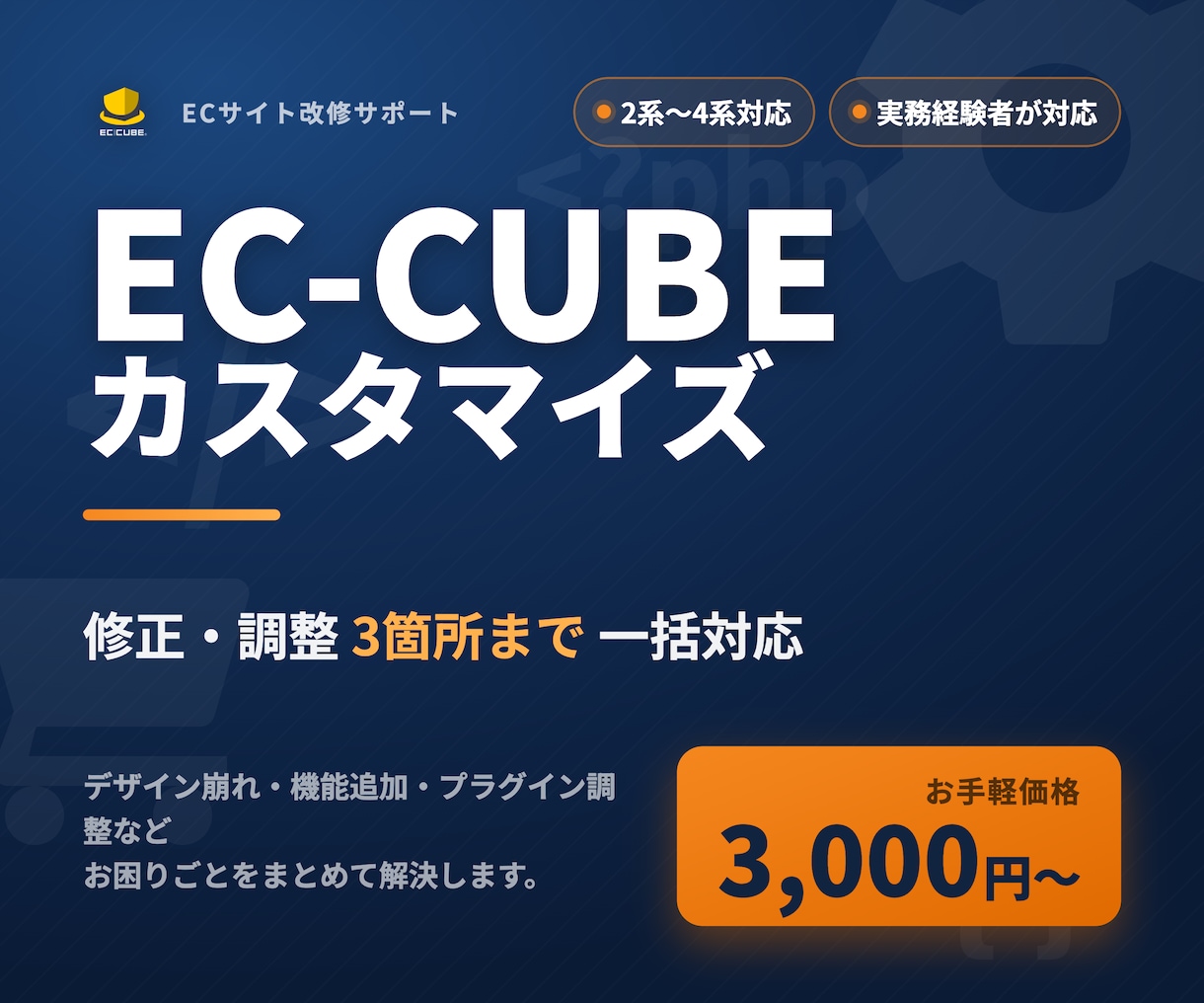 EC-CUBEのカスタマイズ・修正を承ります 2系〜4系対応。実務6年目のエンジニアが迅速丁寧に対応 イメージ1