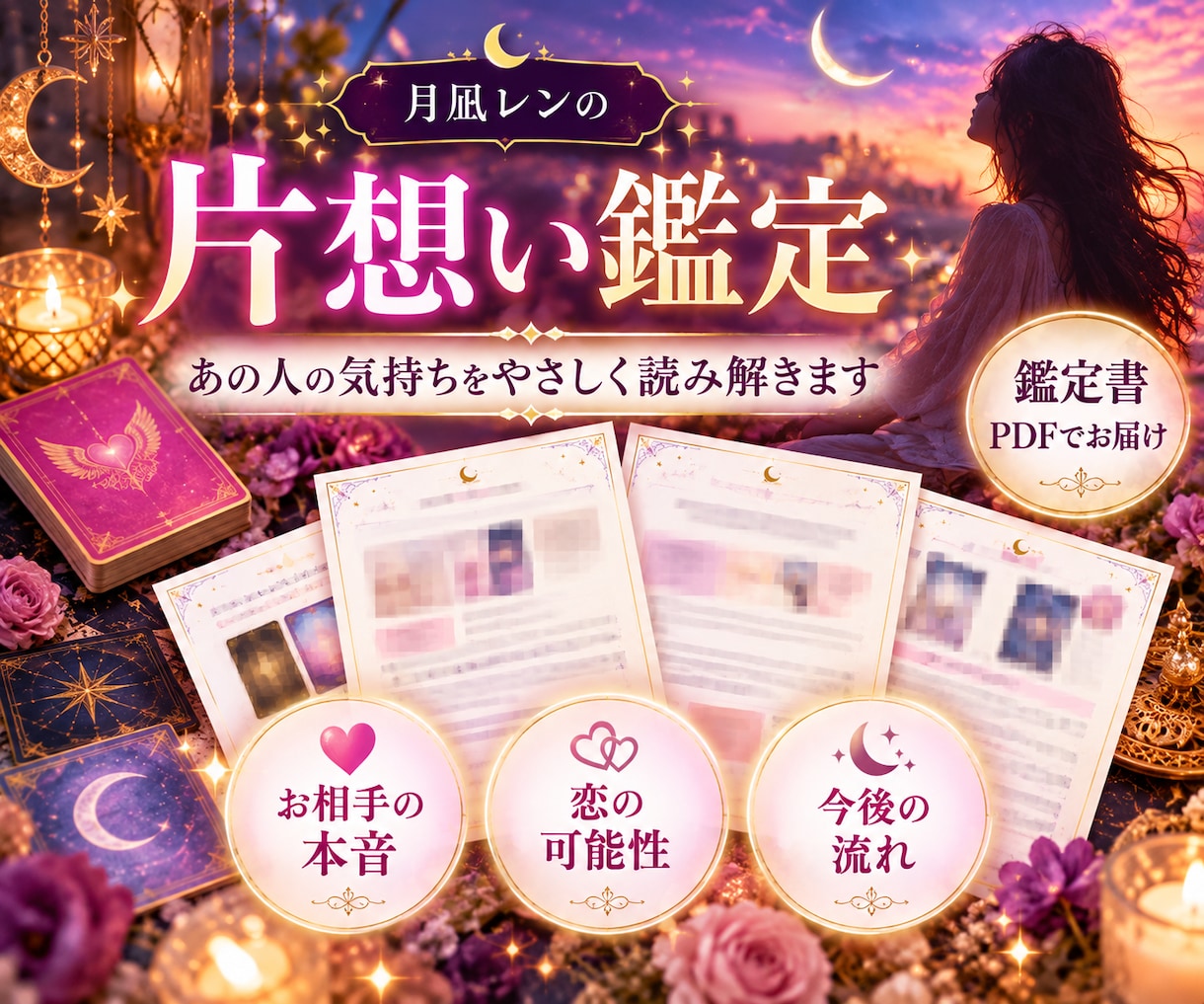 片思いのあの人の気持ちと今後を3デッキで占います 脈あり・本音・進展の流れを丁寧に読みます イメージ2