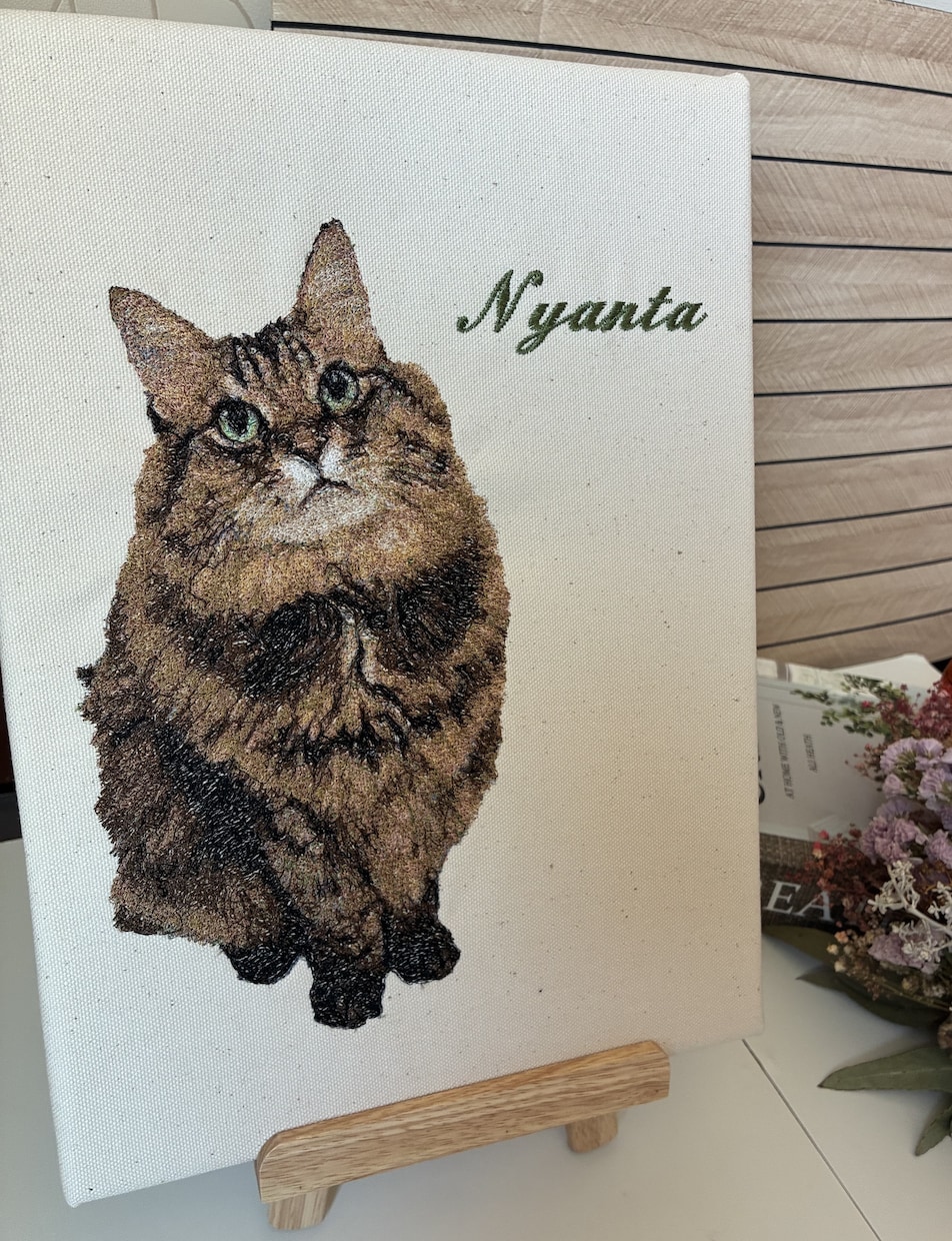 ペットの写真から刺繍ファブリックボードお作りします お写真から作るオーダーメイドうちの子刺繍ファブリックボード イメージ5