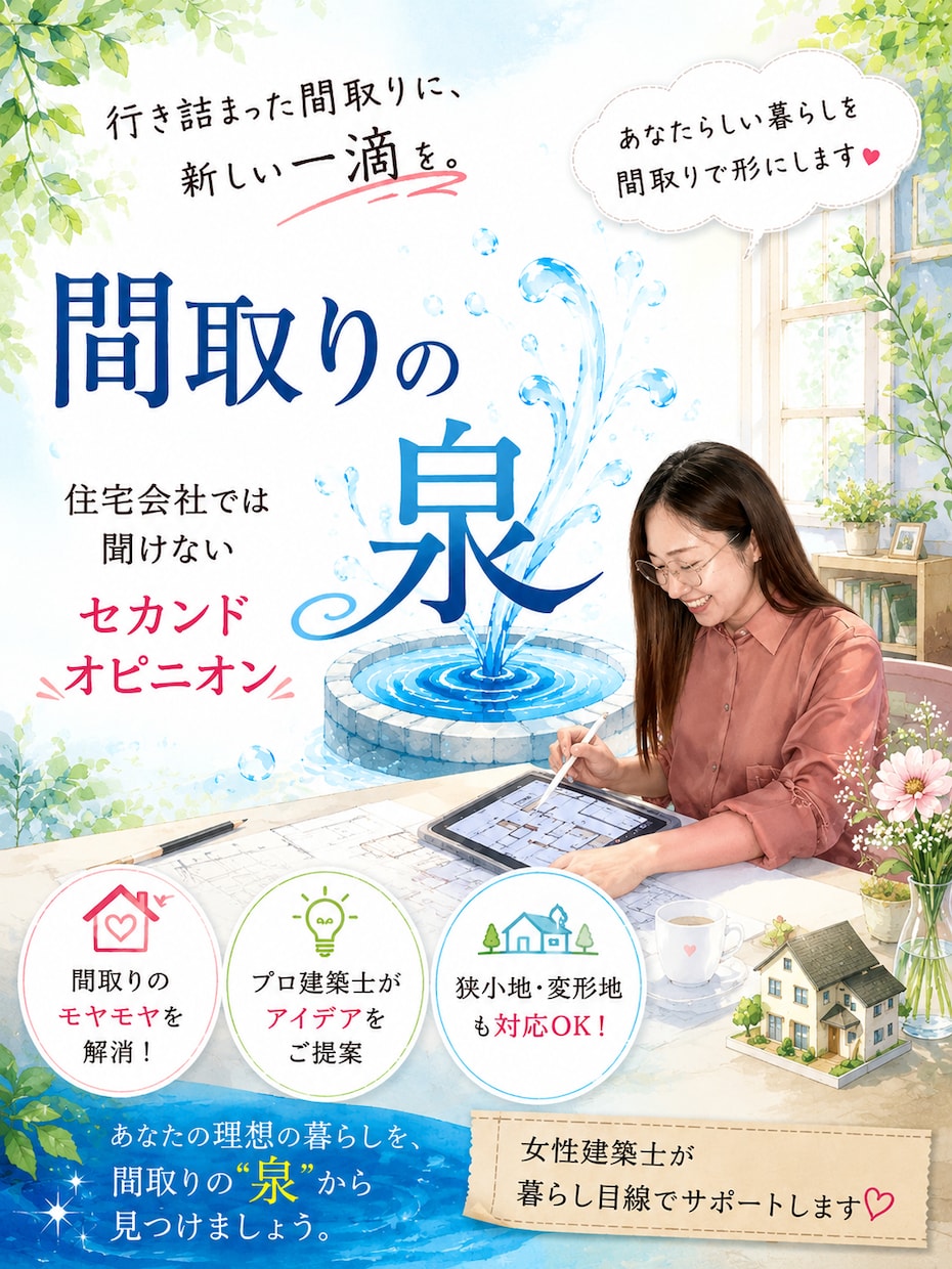 間取りの泉|最短当日｜図面一式添削します オンラインで相談、解決！赤ペンでチェックします イメージ1