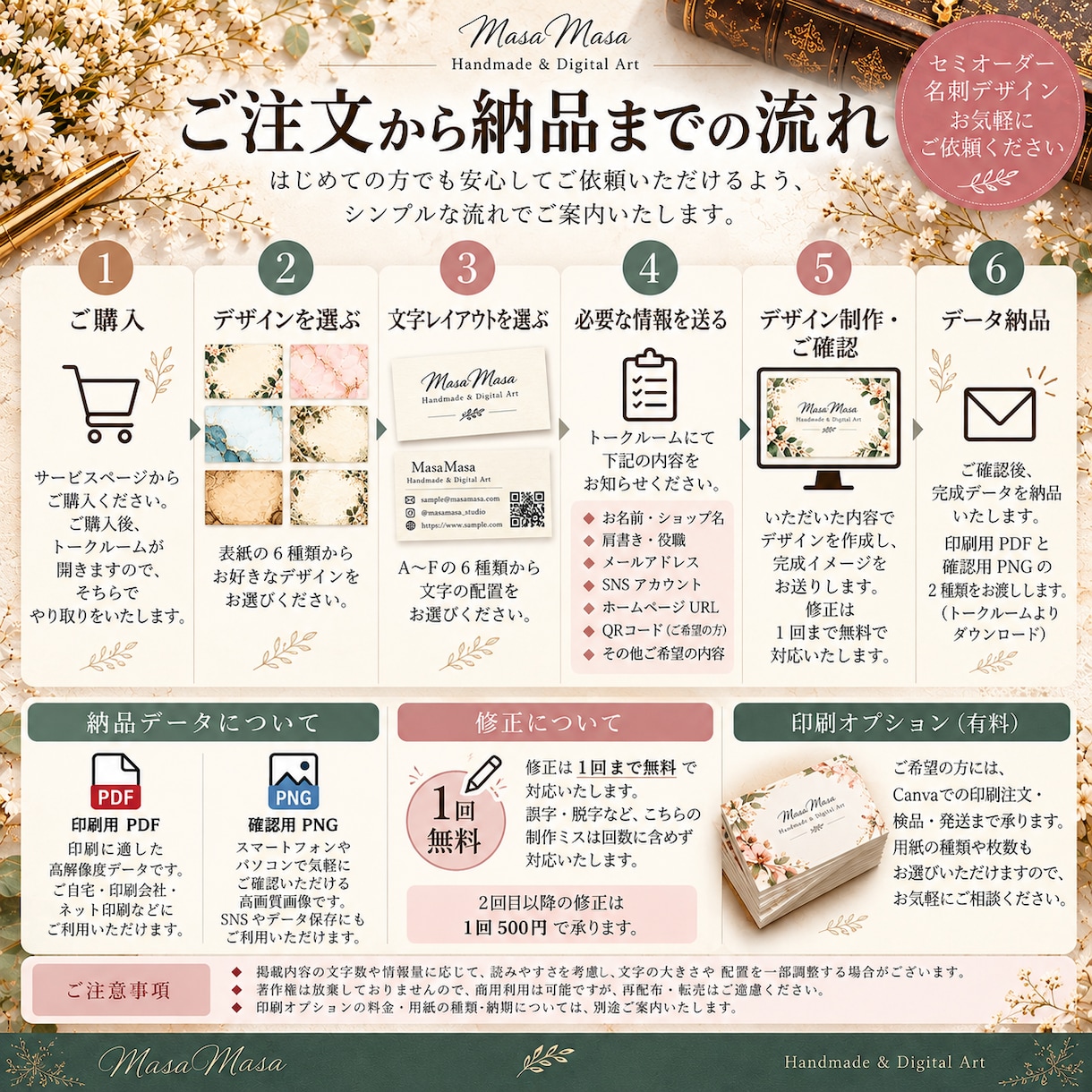 選べるデザインで名刺を作成します 6種類のデザインから選べるセミオーダー名刺♪ イメージ3