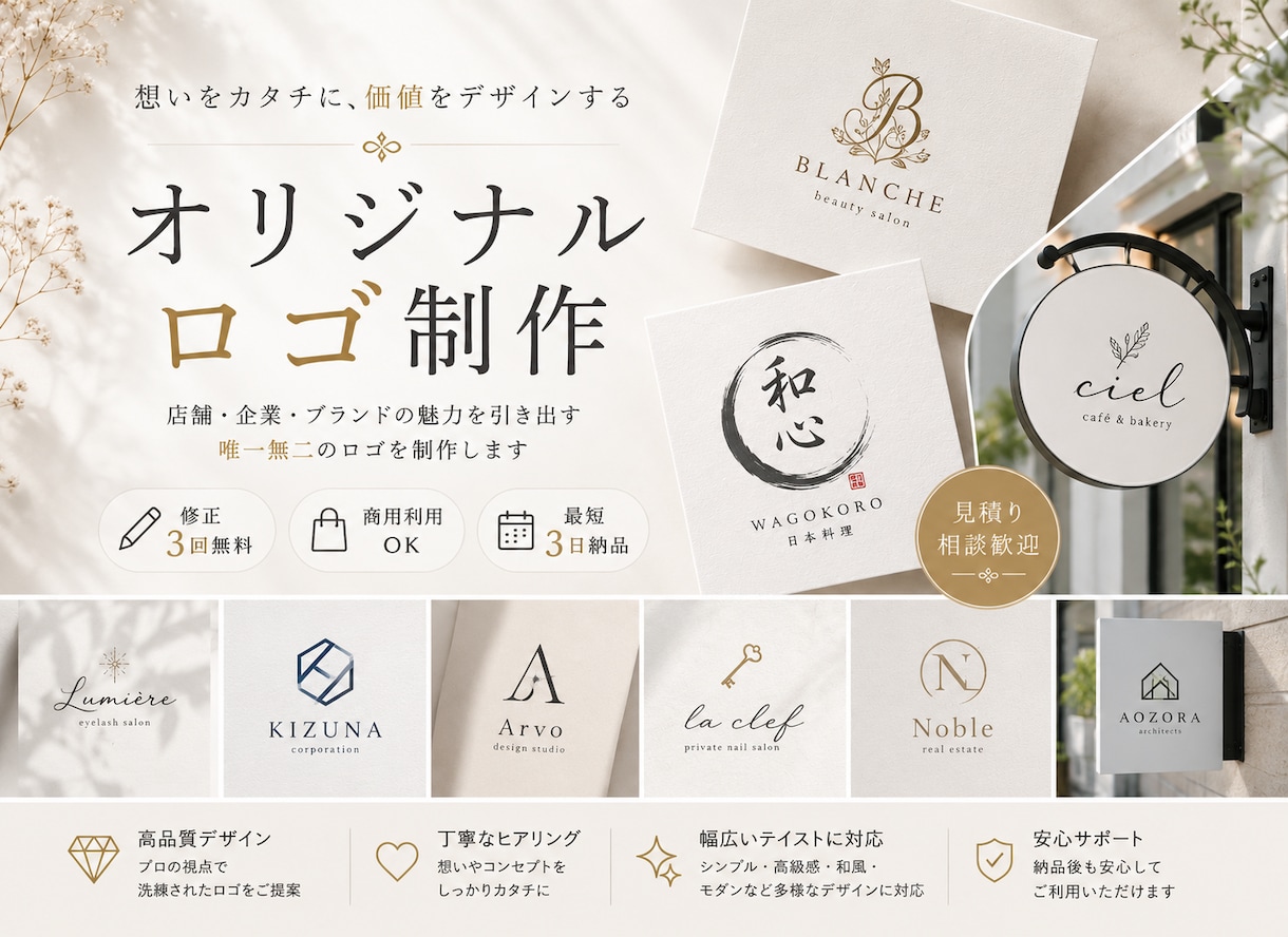 高級感のあるオリジナルロゴを制作します 店舗・企業・個人ブランド向けの印象に残るロゴを制作します イメージ1