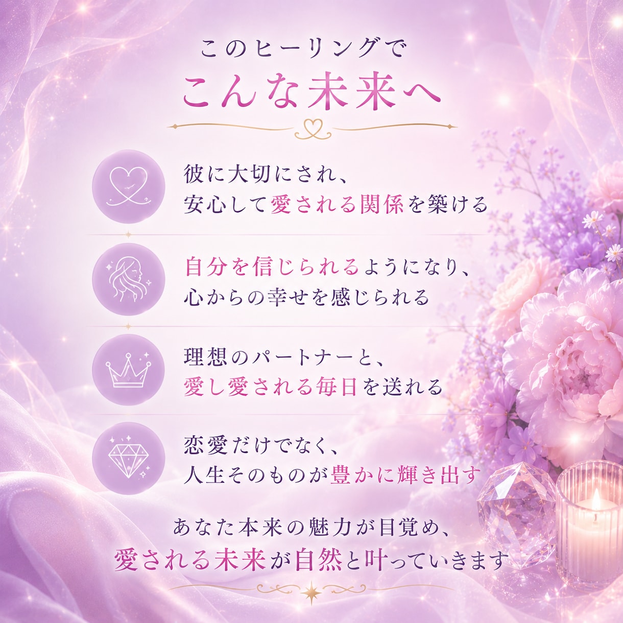 彼への不安を癒し、愛され女性へ潜在意識書き換えます 不安・執着・恋愛の苦しさを潜在意識レベルから癒します イメージ3