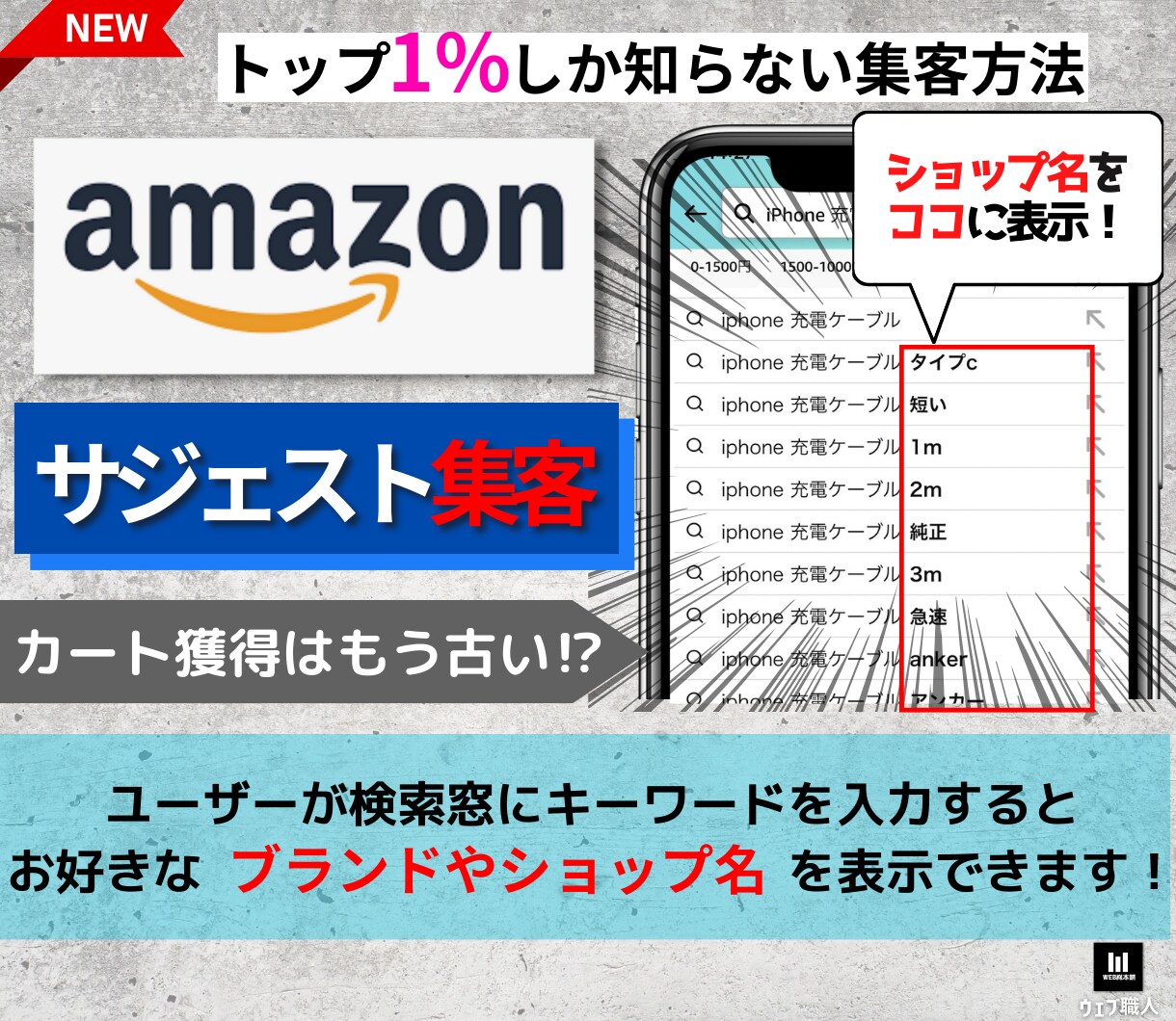 Amazonの検索窓にショップや商品名を表示します カート獲得はもう古い？集客できるネットショップにしませんか？ イメージ1