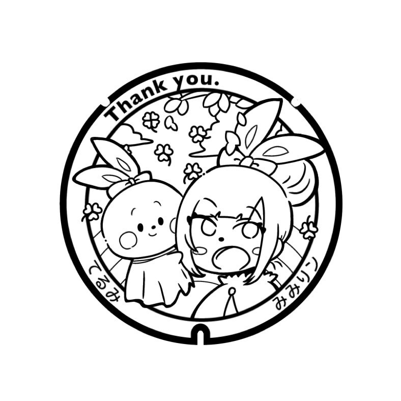 ポケふた風イラスト描きます キャラクターマンホールのような丸型イラスト イメージ2