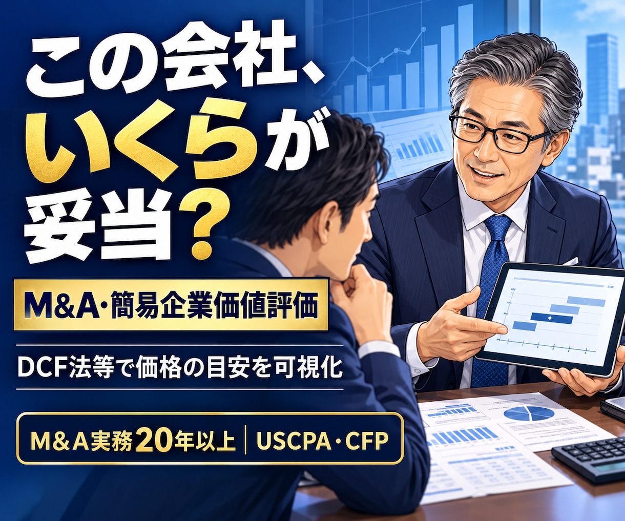 M&A・会社売買の企業価値を簡易算定します DCF法等で価格の目安と算定前提を可視化 イメージ1
