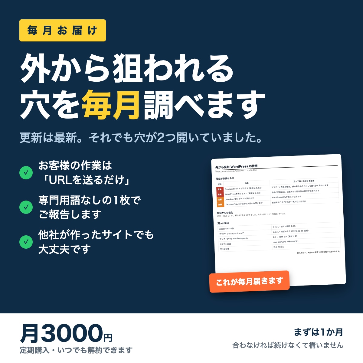 外から狙われる穴がないか毎月調べます 更新は最新。それでも穴が2つ開いていました イメージ1