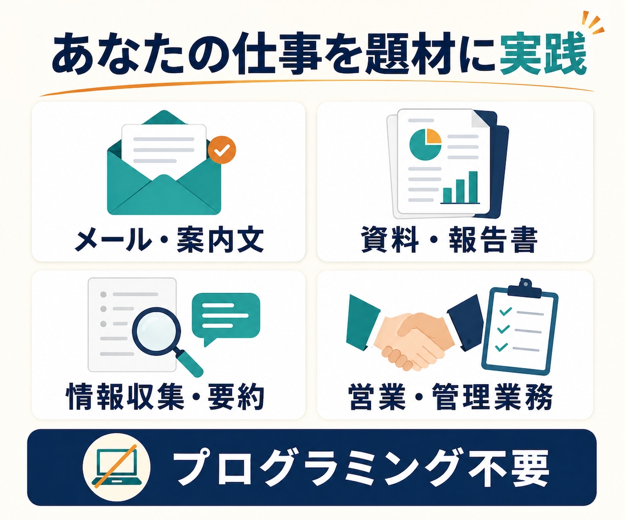 50代から仕事で使える生成AI活用を個別支援します 専門用語を使わず、あなたの仕事に合わせて一緒に実践します イメージ2