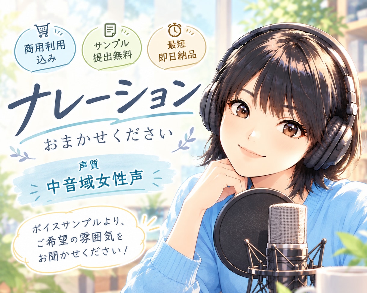 商用利用込落ち着いた女性ナレーションをお届けします YouTubeや広告、解説動画にも。あなたの動画を彩ります！ イメージ1