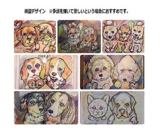 ペット似顔絵師★ハガキサイズ虹色似顔絵描きます あなたのペットを額付ハガキサイズレインボーアート作品にします イメージ6