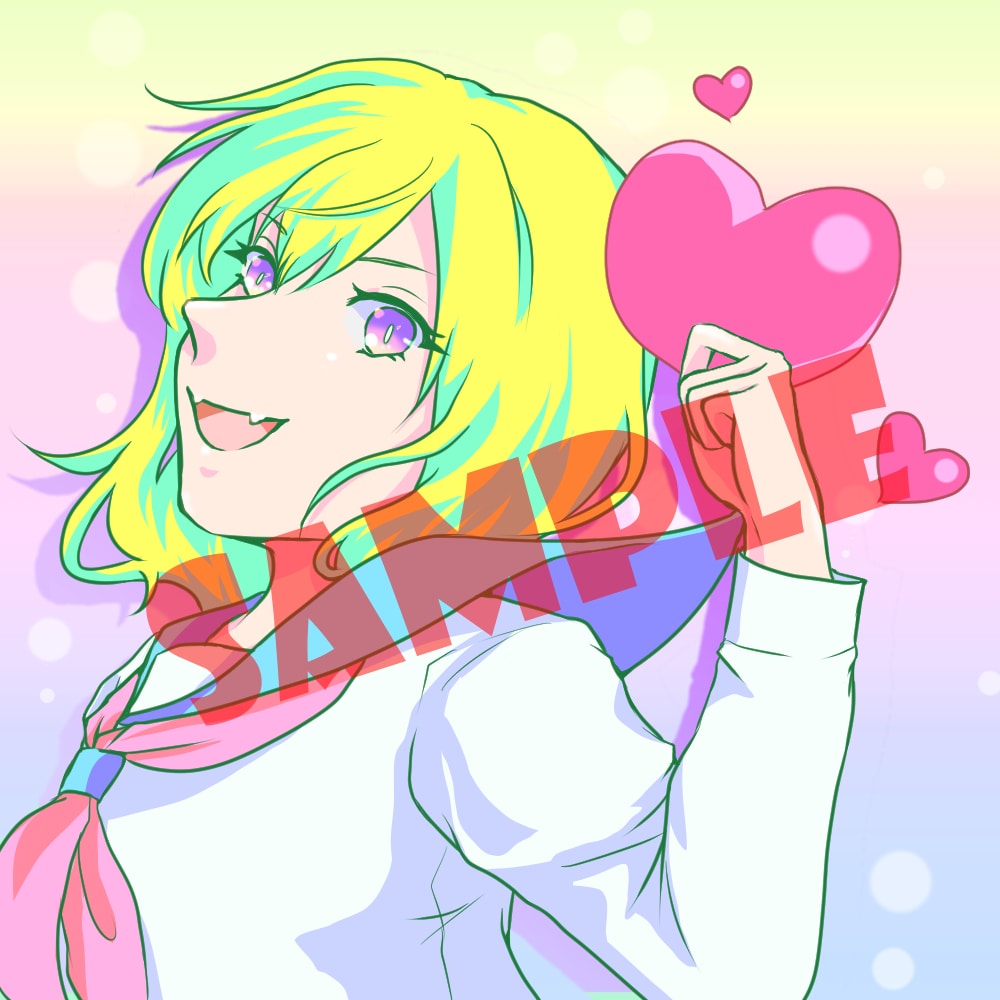 アイコンイラストを買い切りで販売します ポップカラーの元気な女の子アイコンイラスト イメージ1